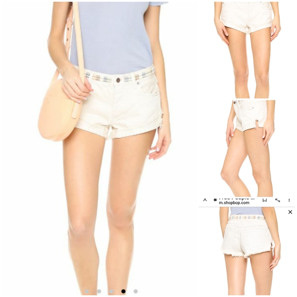 NWT'S Free People Eliot Ivory Soda Denim Shorts